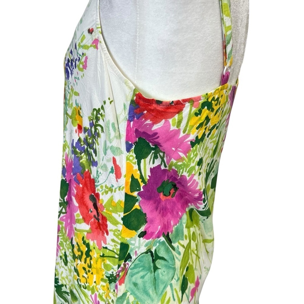 JAMS WORLD Cottage Bouquet Floral Asymmetrical Resort Midi Dress Sz XS Hawaii - Picture 5 of 14